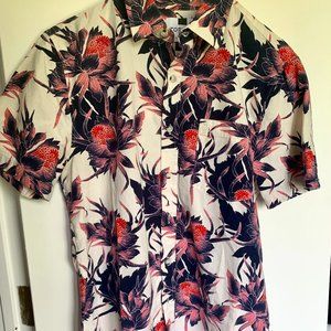 Topman Pink and White Floral Button-down Shirt